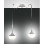 SOSPENSIONE LAMPADARIO APOLLO 2 X E27 METALLO BIANCO E VETRO SOFFIATO