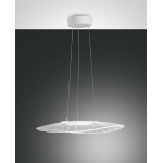 SOSPENSIONE VELA BIANCA TAGLIO LASER 24W LED 2160LM OVALE 59X43CM H.MAX2 MT  LUCE CALDA