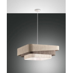 SOSPENSIONE CAMARGUE 1 X E27 METALLO E TESSUTO SFUMATURE DI BEIGE