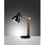 LAMPADA DA TAVOLO SVEVA 1 X E27 METALLO NERO E LEGNO NOCE CON INTERRUTTORE