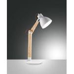 LAMPADA DA TAVOLO SVEVA METALLO BIANCO E LEGNO FRASSINO CON INTERRUTTORE