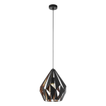 SOSPENSIONE CARLTON 1 1 X E27 STRUTTURA METALLO NERO PARALUME INTERNO RAME Ø31 H110