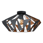 PLAFONIERA CARLTON 6 1 X E27 STUTTURA METALLO NERO INTERNO RAME Ø47 H23.5