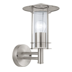 APPLIQUE DA ESTERNO LISIO E27 STRUTTURA IN ACCIAIO INOX DIFFUSORE IN VETRO IP44 17.5 x 22.5 H30