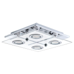 PLAFONIERA CABO 4 X GU10 LED 4X3W INCLUSA METALLO FINITURA CROMATA DIFFUSORE IN VETRO SATINATO 29 x 29 H7