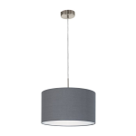 SOSPENSIONE LAMPADARIO PASTERI E27 ROSONE METALLO NIKEL DIFFUSORE IN TESSUTO GRIGIO Ø38 H110