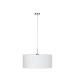 SOSPENSIONE LAMPADARIO PASTERI E27 ROSONE METALLO NIKEL DIFFUSORE IN TESSUTO BIANCO Ø53 H110
