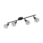 PLAFONIERA ZAPATA 4 FARETTI G9 LED 4 X 3W STRUTTURA METALLO NERO DIFFUSORE VETRO AMBRATO 63.5 x 6.5