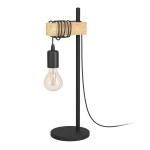 LAMPADA DA TAVOLO TOWNSHEND 1 X E27 METALLO NERO E LEGNO 17.5 x 15.5 H50