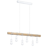 LAMPADA SOSPENSIONE TOWNSHEND 6 X E27 METALLO BIANCO E LEGNO 100 x 10 H110