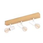 PLAFONIERA TOWNSHEND 3 X E27 METALLO BIANCO E LEGNO 48 x 5