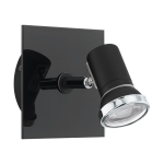 APPLIQUE TAMARA 1 GU10 LED 1 X 3,3W INCLUSA METALLO NERO FINITURA CROMATA DIFFUSORE IN VETRO IP44 12 x 12