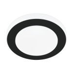 PLAFONIERA LED CARPI 11W 3000K 950LM METALLO NERO DIFFUSORE BIANCO OPACO IP44 Ø30 x 7.5