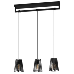 PLAFONIERA BOGOTA 3 X E27 PARALUME METALLO NERO A GRIGLIA 77 x 16 H150