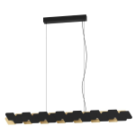 SOSPENSIONE ALTAGRACIA  LED 4 X 11W 5000LM 3000K DIMMER METALLO NERO DETTAGLI ORO 135 x 6.5 H150
