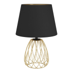 LAMPADA DA TAVOLO JAZMINIA 4 X E27 METALLO NERO PARALUME VETRO DETTAGLI OTTONE Ø30 H45