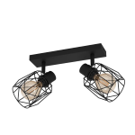 PLAFONIERA APPLIQUE TOSSINO 2 X E27 METALLO NERO PARALUME RETICOLATO 32 x 8 H23
