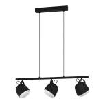 SOSPENSIONE UPANEMA 3 X E27 METALLO NERO DIFFUSORE VETRO CORROSO 89 x 16.5 H150