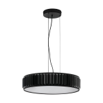 SOSPENSIONE FIRENZUOLA 32,5W 2700K - 6500K 3750LM PARALUME TESSUTO NERO DIFFUSORE OPACO DETTAGLI CRITTALLI NERI IN PLASTICA CON TELECOMANDO Ø53 H150