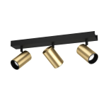 PLAFONIERA CUMARIBO 3 X GU10 4,5W 3000K FARETTI SPOT ORIENTABILI NERO E OTTONE 46 x 6.5