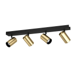 PLAFONIERA CUMARIBO 4 X GU10 4,5W 3000K FARETTI SPOT ORIENTABILI NERO E OTTONE 64 x 6.5