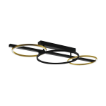 PLAFONIERA LANACERA LED 25W + 15,5W 3000K TRE ANELLI METALLO NERO E OTTONE 96.5 x 40 H15.5