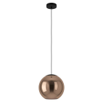 LAMPADA SOSPENSIONE CORDOBA 1 X E27 METALLO NERO DIFFUSORE VETRO VAPORIZZATO RAME Ø30 H150