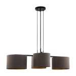 SOSPENSIONE HONDURAS 4 X E27 METALLO NERO DIFFUSORE IN TESSUTO CAPPUCCINO INTERNO ORO 132 x 73 H150