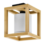 PLAFONIERA GRANADOS 1 X E27 STRUTTURA IN METALLO E LEGNO DIFFUSORE IN TESSUTO BIANCO 30 x 30 H25