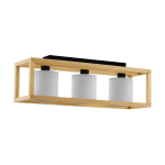 PLAFONIERA GRANADOS 3 X E27 STRUTTURA IN METALLO E LEGNO DIFFUSORE IN TESSUTO BIANCO 77 x 20 H28