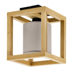 PLAFONIERA GRANADOS 1 X E27 STRUTTURA IN METALLO E LEGNO DIFFUSORE IN TESSUTO MARRONE 30 x 30 H25