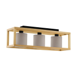 PLAFONIERA GRANADOS 3 X E27 STRUTTURA IN METALLO E LEGNO DIFFUSORE IN TESSUTO MARRONE 77 x 20 H28