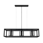 SOSPENSIONE BRISLING 3 X E27 STRUTTURA IN METALLO NERO DIFFUSORE IN VETRO VAPORIZZATO FUMÈ 110 x 25 H110