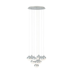 SOSPENSIONE MIOGLIA LED 10 X 3,15W 3000K 4500LM METALLO CROMATO DIFFUSORE GRANIGLIA BIANCA Ø58 H200