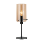 LAMPADA DA TAVOLO POLVERARA 1 X E27 METALLO NERO DIFFUSORE VETRO VAPORIZZATO AMBRA Ø18 H60.5