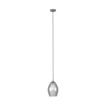 SOSPENSIONE ESTANYS 1XE27 METALLO NICKEL NERO VETRO VAPORIZZATO FUMÈ Ø19 H150