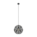 LAMPADA SOSPENSIONE SKOURA 1 1XE27 STRUTTURA METALLO NERO PARALUME RETICOLATO Ø41 H150
