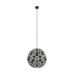 LAMPADA SOSPENSIONE SKOURA 1 1XE27 STRUTTURA METALLO NERO PARALUME RETICOLATO Ø50 H150