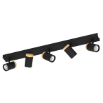 PLAFONIERA CARTAGENA LED 5XGU10 4,5W 3000K FARETTI ORIENTABILE METALLO NERO E LEGNO NATURALE 82x6.5