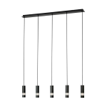 SOSPENSIONE BERNABETA 5XGU10 LED 5W METALLO NERO DIFFUSORE POLICARBONATO TRASPARENTE 116.5x9.5 H150