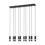SOSPENSIONE BERNABETA 10XGU10 LED 5W METALLO NERO DIFFUSORE POLICARBONATO TRASPARENTE 117x20 H150