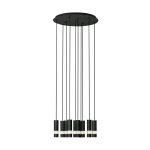 SOSPENSIONE BERNABETA 10XGU10 LED 5W METALLO NERO DIFFUSORE POLICARBONATO TRASPARENTE Ø58 H150