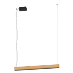 SOSPENSIONE TERMINI 1 LED 31,5W 3000K 3700Lm + LED 15,5W 3000K 1700Lm METALLO NERO E LEGNO 106.5 x 9.5 H150