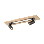 PLAFONIERA TORRESTRALLE 2XGU10-LED 3000K STRUTTURA LEGNO METALLO NERO DIFFUSORE POLICARBONATO 69x17 H15