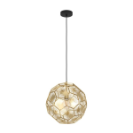 SOSPENSIONE SKOURA 1XE27 METALLO NERO PARALUME OTTONE Ø41 H150