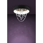 PLAFONIERA BERLONA LED 34W 3000K METALLO NERO E GEMME DI CRISTALLO DIMMER CON TELECOMANDO Ø59.5 H56.5