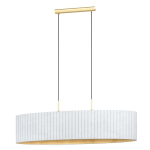 SOSPENSIONE TAMARESCO 2XE27 METALLO OTTONE SPAZZOLATO PARALUME BIANCO INTERNO ORO 102x30 H150