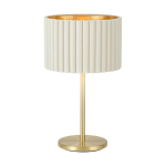 LAMPADA DA TAVOLO TAMARESCO 1XE27 METALLO OTTONE SPAZZOLATO PARALUME BIANCO INTERNO ORO Ø30 H52