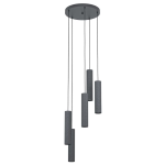 SOSPENSIONE MENTALONA 5XGU10 LED METALLO ANTRACITE DIFFUSORE BIANCO Ø36.5 H150