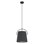 SOSPENSIONE GRANADILLOS 1XE27 METALLO NERO PARALUME TESSUTO NERO Ø28 H110